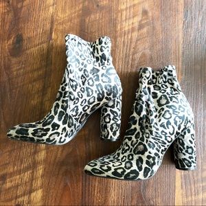 A new day animal print heeled boots faux suede